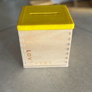 Lovevery Wooden Coin Box with Yellow Lid